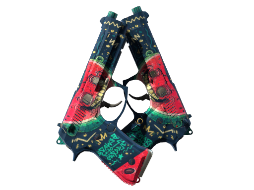 Buy CS2 pistol Dual Berettas | Melondrama (Battle-Scarred) skin