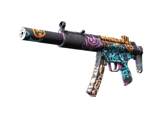 Buy CS2 smg MP5-SD | Neon Squeezer (Well-Worn) skin